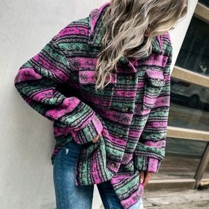 Boho Flannel Button Up Coat